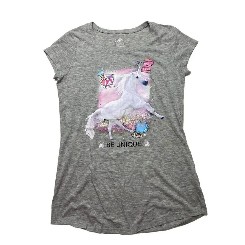 Girls Justice Gray Graphic Print Unicorn 